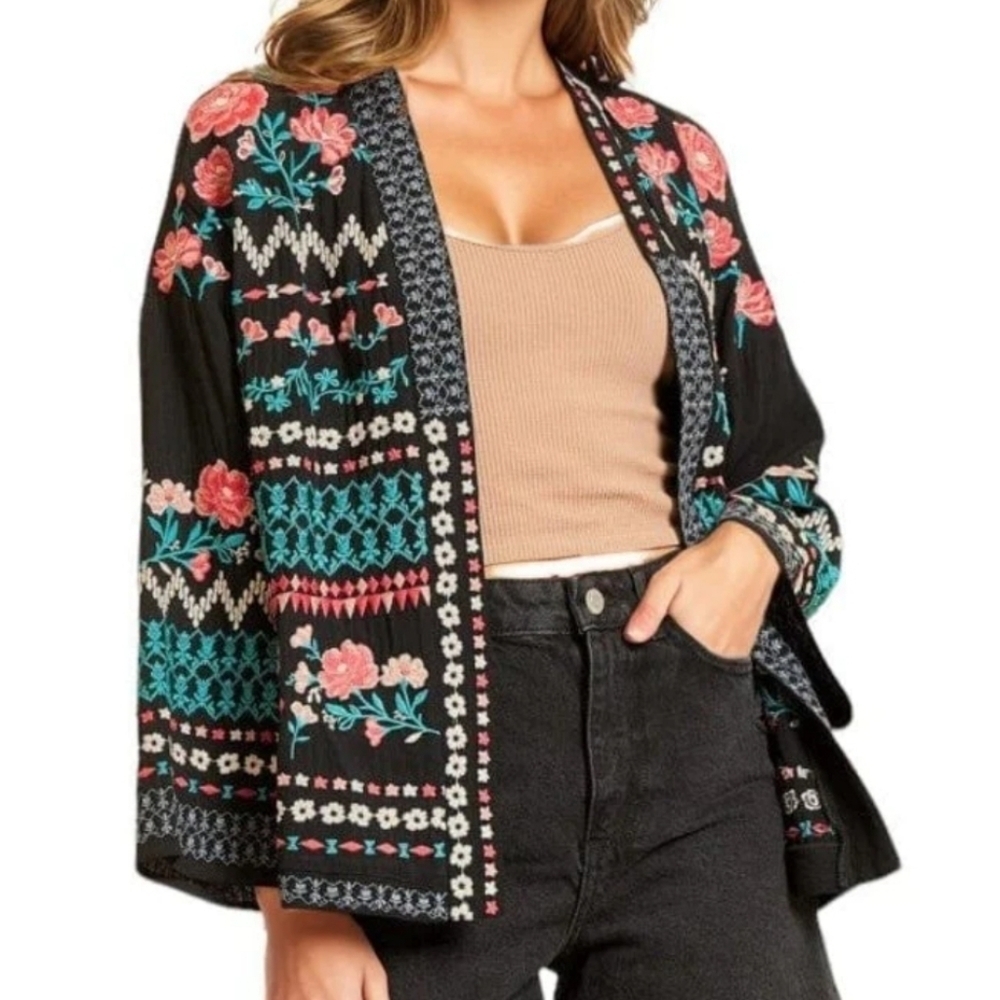 NWOT Savanna Jane Adra embroidered open front cardigan sz 1X